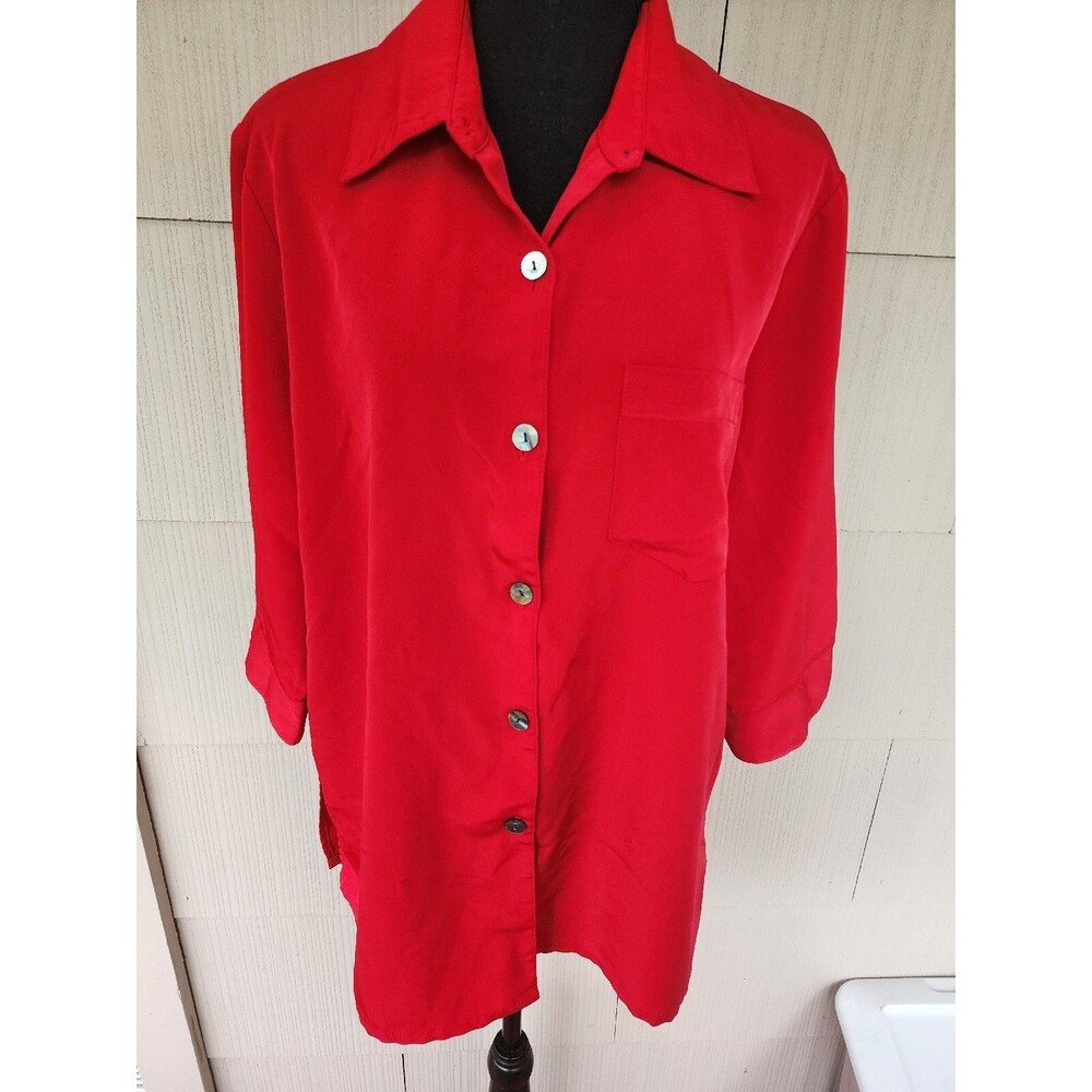 K.C. Studio Red Polyester Longsleeve Women's Size 14